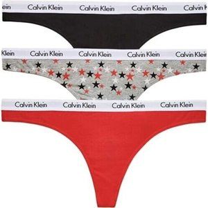 Calvin Klein Women's Carousel Logo Cotton Thong 3-Pack Multicolor Panty, XL